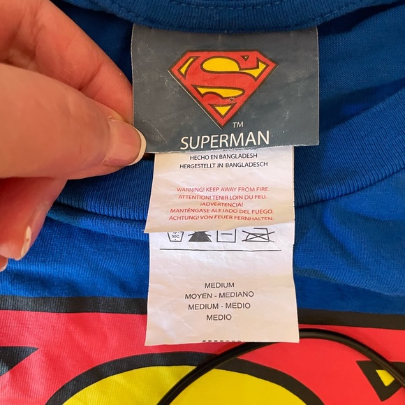 Superman T Shirt & Cape Mens Medium Short Sleeve DC Comics Graphic Blue - Picture 3 of 5